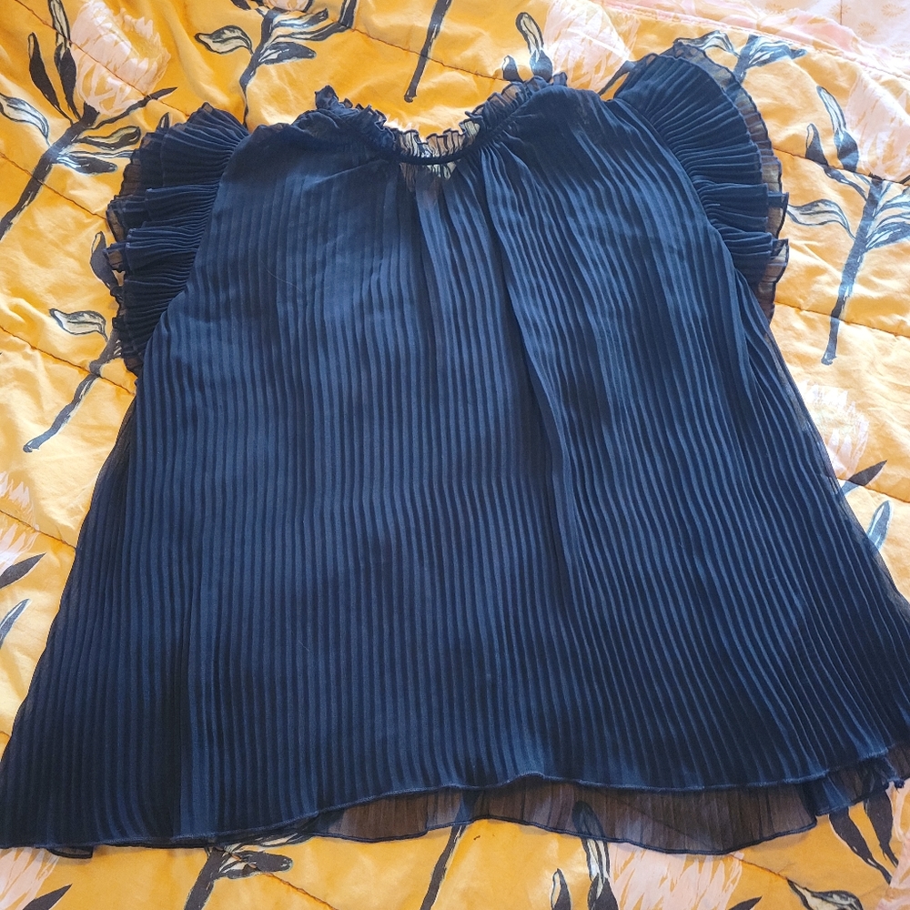 Anthropologie Flutter Sleeve Sheer Blouse